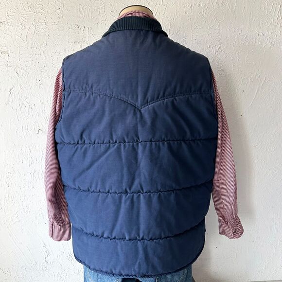 Vintage Miller Outerwear Insulated Vest Blue Western Yoke USA Made - Men's XL - Picture 12 of 16